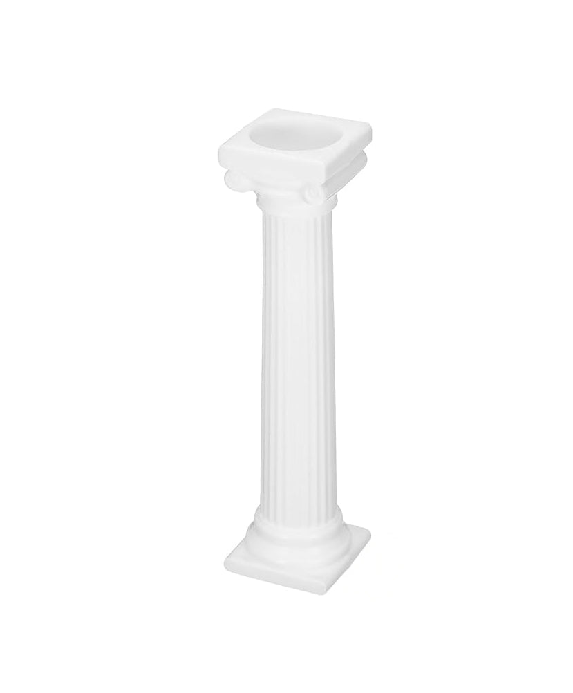 A white pedestal supporting a classical column, showcasing elegant architectural design.