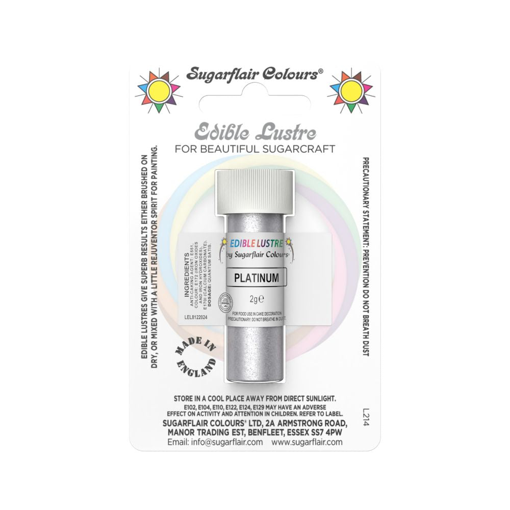 Sugarflair Edible Lustre Glitter 2g - Platinum