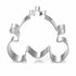 A stainless steel pumpkin carriage cookie cutter, shaped like a carriage with curved edges and a rounded top, showcasing its intricate design.