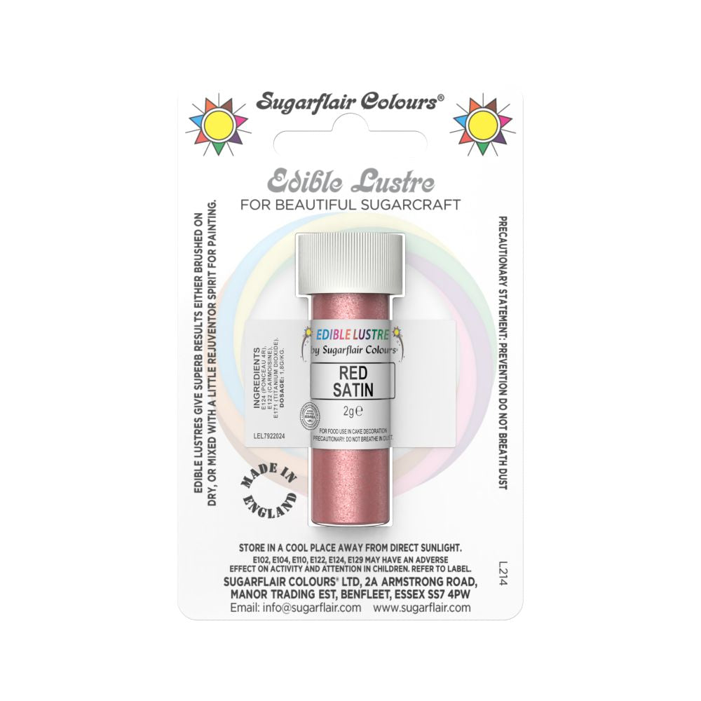 Sugarflair Edible Lustre Glitter 2g - Red Satin