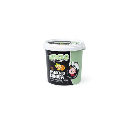 Container of Pistachio Kunafa with Uncle Choco branding on a white background