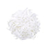 A mound of white shredded paper is displayed against a plain white background, emphasizing its delicate texture.