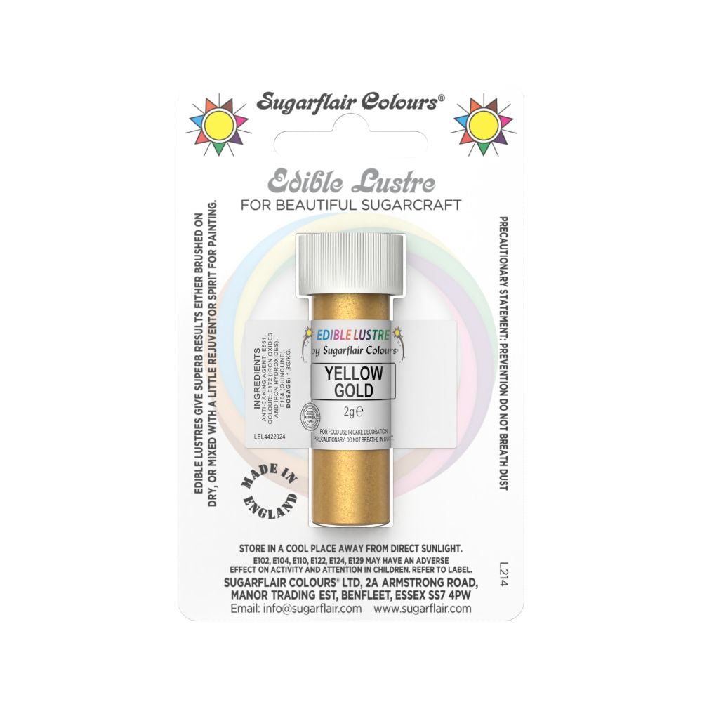 Sugarflair Edible Lustre Glitter 2g - Yellow Gold