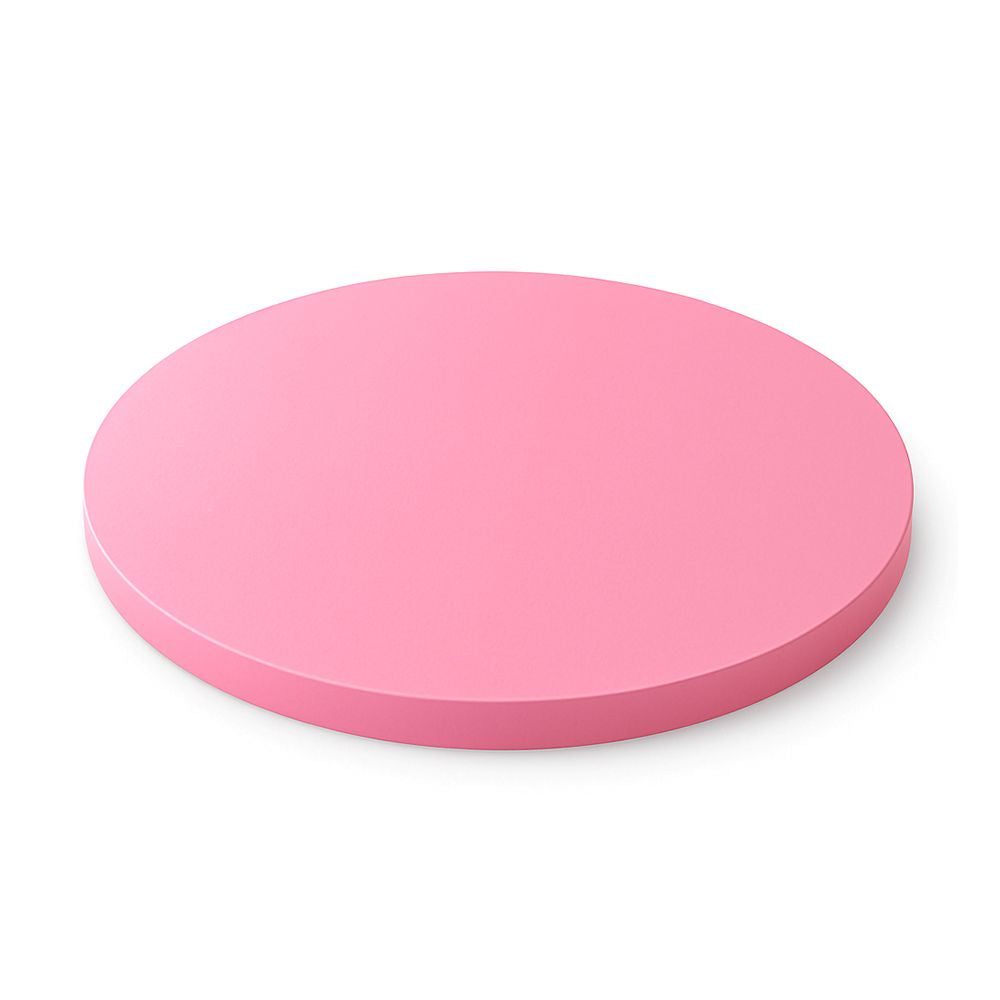 A pink round table top displayed against a clean white background.