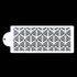 A white cake stencil featuring a repeating pattern of stylized leaves on a black background. The stencil has a rounded handle on one side for easy handling.