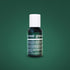 A dark green bottle of Chefmaster Liqua Gel Color in "Forest Green," 0.7 oz (20 ml). The label features the text "forest green" prominently on the front, with ingredient details in smaller print on the back. The background is a solid dark green color.