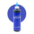 A bottle of "Royal Blue" liqua-gel food color in a blue container. The label features the brand name "Chefmaster," product name "royal blue," and details about the product. The bottle has a blue dispensing cap and is set against a solid blue circular background. The net weight is indicated as 10.5 ounces (298 grams).