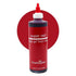 A bottle of food coloring labeled "super red" is displayed against a red circular background. The bottle is dark red and white, featuring a dispensing nozzle at the top. It is labeled as "Chefmaster" and provides a net weight of 10.5 ounces (298 grams), with the text highlighting that it is an "aqua-gel® food color."