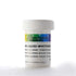 An opaque white container with a screw-top lid, labeled "Chefmaster 04 Liquid Whitener." The label features text that outlines the ingredients: glycerine, titanium dioxide, and bioxyde titanium. The container has a colorful design, with a gradient rainbow strip near the top. The bottom of the label includes ?Glicerina, Dioxidó Titanium? in Spanish and the manufacturer&