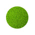 Bright green sprinkles densely packed in a circular shape on a white background. The sprinkles are long and tubular, creating a vibrant and playful appearance.