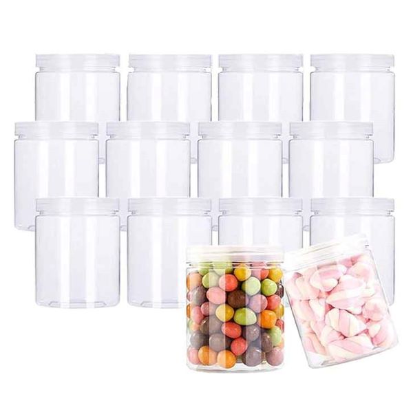 Clear Plastic Jars with Lids - 9cm Diameter