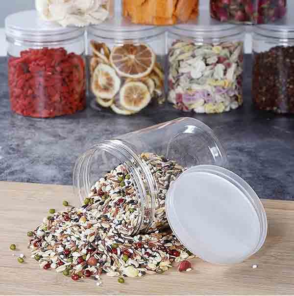 Clear Plastic Jars with Lids - 9cm Diameter