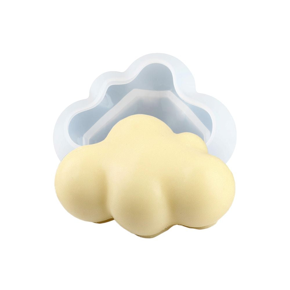 Silicone mold shaped like a cloud with a yellow colour on a white background