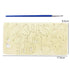 A beige acrylic stencil displaying various letters, numbers, and symbols, including "1-9," "g," "s," "t," "h," "nd," "@" and more. The stencil dimensions are approximately 17.9 cm in width and 8.9 cm in height. A thin blue paintbrush is positioned above the stencil. The design features cut-outs for easy stamping on cakes or other surfaces.
