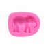 A pink silicone mould shaped like an elephant, featuring detailed contours and outlines of the elephant&