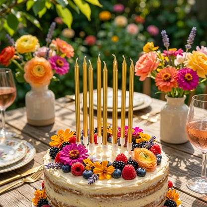 6pcs Metallic Gold Candle Set