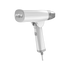 A blow dryer displayed against a black background, highlighting its contours and professional appearance.