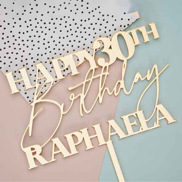 Personalised Happy Birthday Acrylic Cake Topper Name and Age