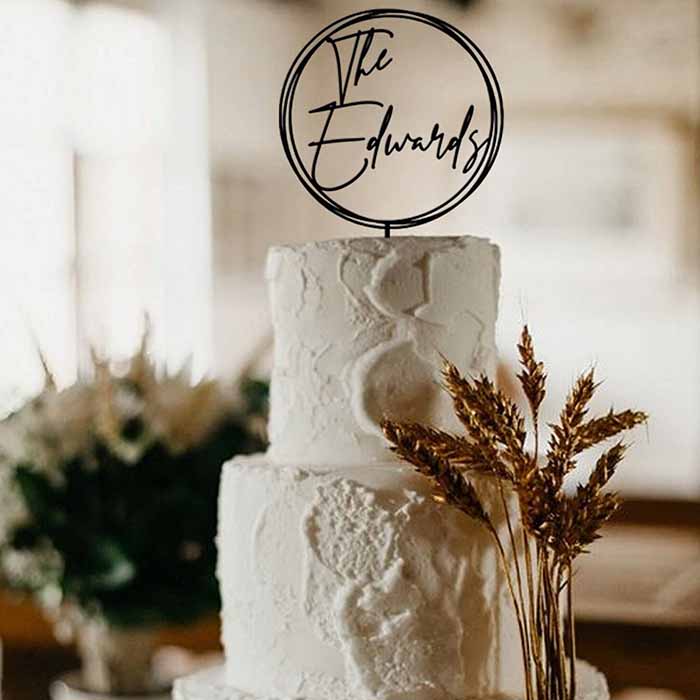 Personalized Wedding Acrylic Cake Topper (W-03)