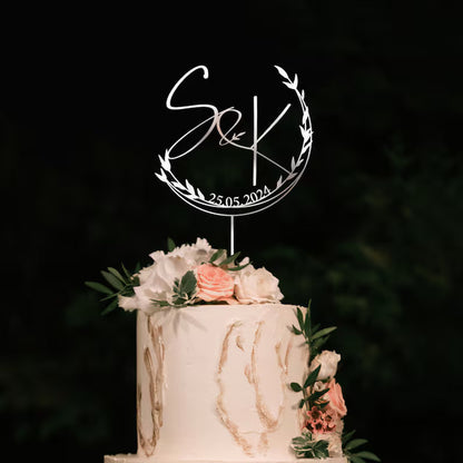 Personalised Initials Wedding Cake Topper (W-02)