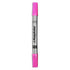 The image shows a Kopykake edible ink pen. The pen has a silver barrel with black accents, and the brand name "Kopykake" is printed on the side. Both ends of the pen are capped with bright pink caps. The pen is upright and centered against a white background. It is designed for use in edible decoration, typically for cakes and pastries.