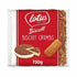 Packaging of Lotus Biscoff Biscuit Crumbs showing the brand logo, product name, weight of 750g, and images of the crumbled biscuits and a whole biscuit.