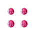  Four pink disco balls arranged on a white background, reflecting light and creating a vibrant, festive atmosphere.
