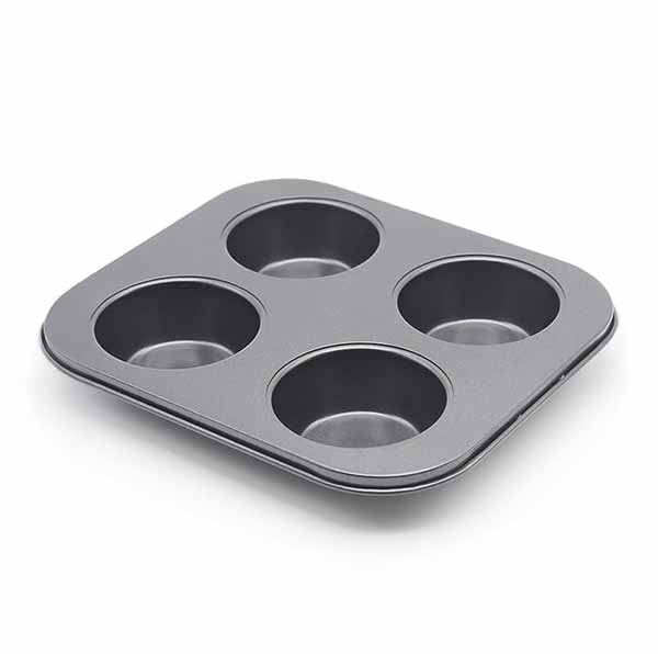 Muffin and Cupcake Pan - 4 Cup, Carbon Steel - Non-Stick Quick Release Coating