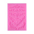 A pink decorative silicone mould featuring intricate patterns. The mould contains multiple designs, including floral and scrollwork motifs, arranged in horizontal bands. Each design varies in shape and detail, showcasing elegant curves and embellishments suitable for crafting or baking projects.