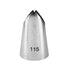 A silver piping nozzle with a pointed tip, labeled with the number "115." The nozzle has a tapered design and a smooth surface.