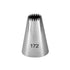 A metal piping nozzle with a conical shape and a serrated edge at the top. The nozzle has the number "172" printed on the side.