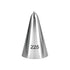 An image of a metal piping nozzle, shaped like a cone with a pointed tip. The nozzle is shiny and has the number "225" engraved on it. It is designed for cake decorating and similar uses.