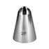 A stainless steel piping nozzle with a pointed tip featuring a star-shaped opening. The nozzle is conical in shape and has the number "2F" printed on its side. The surface is shiny and reflective.