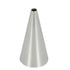 A stainless steel piping nozzle with a conical shape, tapering to a small opening at the top. The number &