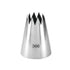 A stainless steel piping nozzle with a conical shape, featuring a serrated edge at the top. The nozzle is labeled with the number "366" on one side.
