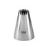 A stainless steel piping nozzle with a conical shape and a fluted tip, labeled with the number "360." The nozzle tapers down to a circular base.