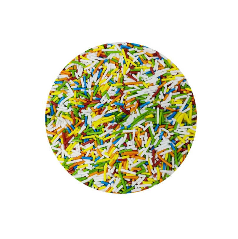 Colorful sprinkles on a white background