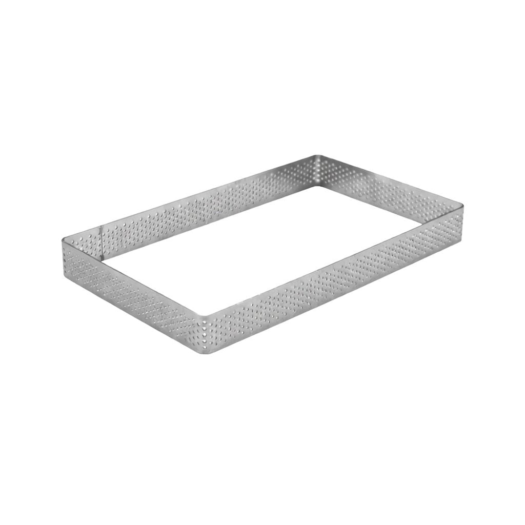 Stainless Steel Perforated Rectangle Shaped Tart Ring D11cm x L19cm x H2cm