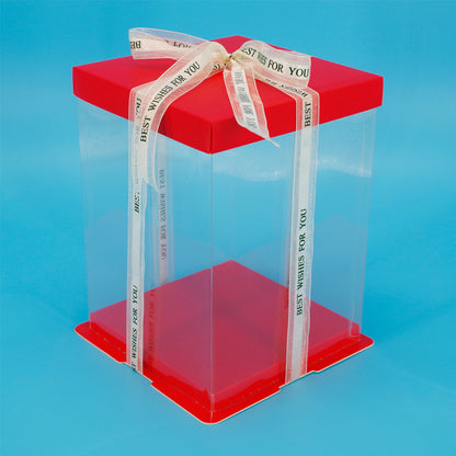 Square PVC Tall Cake Box 10 x H9.2 Inch