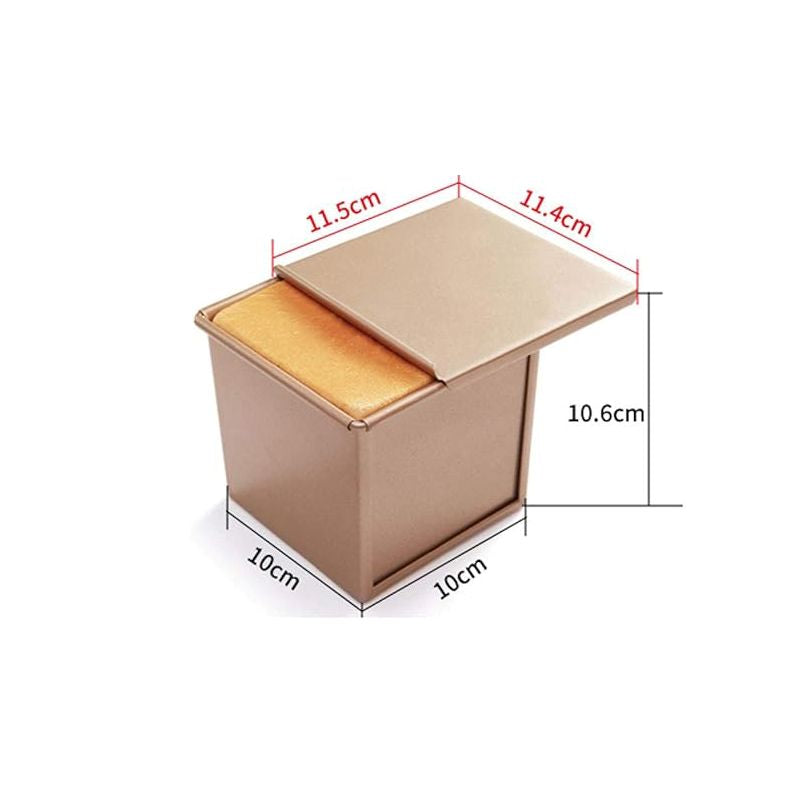 Square Bread mould with dimensions labeled on a white background