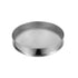 Steel container with a shallow design, featuring a smooth, reflective surface. It has slightly raised edges and a simple, industrial appearance.