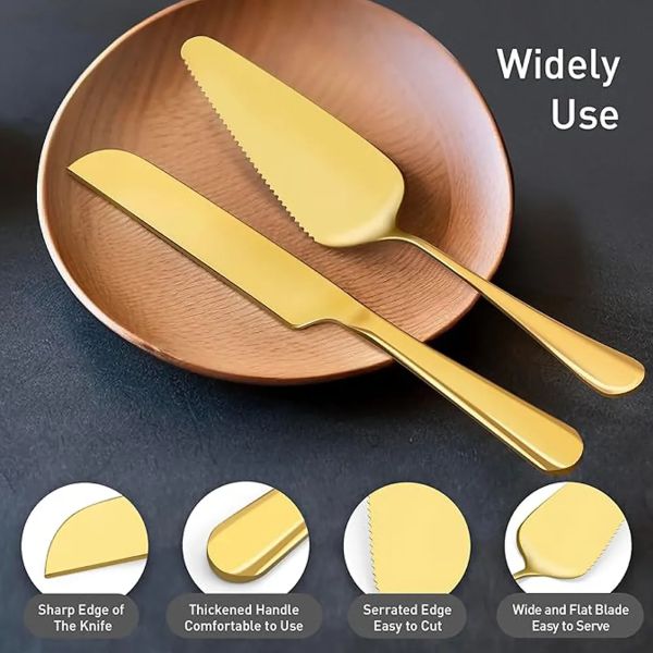 Stainless Steel Gold Cake Cutter Set