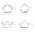 Four distinct crown cookie cutters, each in a different size, positioned on a light-colored background.