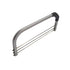 A sleek stainless steel towel bar with three parallel bars for organizing towels.