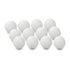 Twelve white ping pong balls are arranged on a plain white background. The uniformity and simplicity convey a clean, organized, and minimalistic tone.