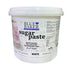 The image shows a white plastic tub of sugar paste labeled "BLUE BAKER Ingredients." The label includes the words "sugar paste" prominently displayed, along with translations in other languages, including "pâte de sucre" and "???????? ???????." The bottom of the tub indicates the color is "WHITE." There is a decorative element, likely a rose made from sugar paste, highlighted on the label. The tub is designed for baking and cake decorating purposes.