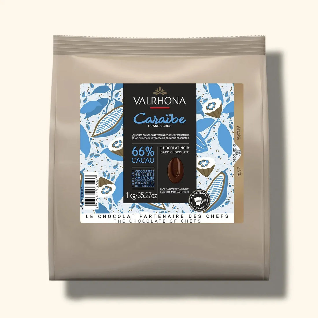Valrhona Caraèbe chocolate packaging on a white background
