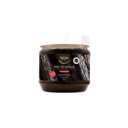 Jar of Prova vanilla paste on a white background