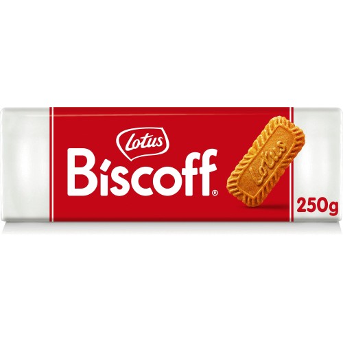 Lotus Biscoff cookies, 250g pack, perfect for snacking and baking, available at Cake Craft UAE.